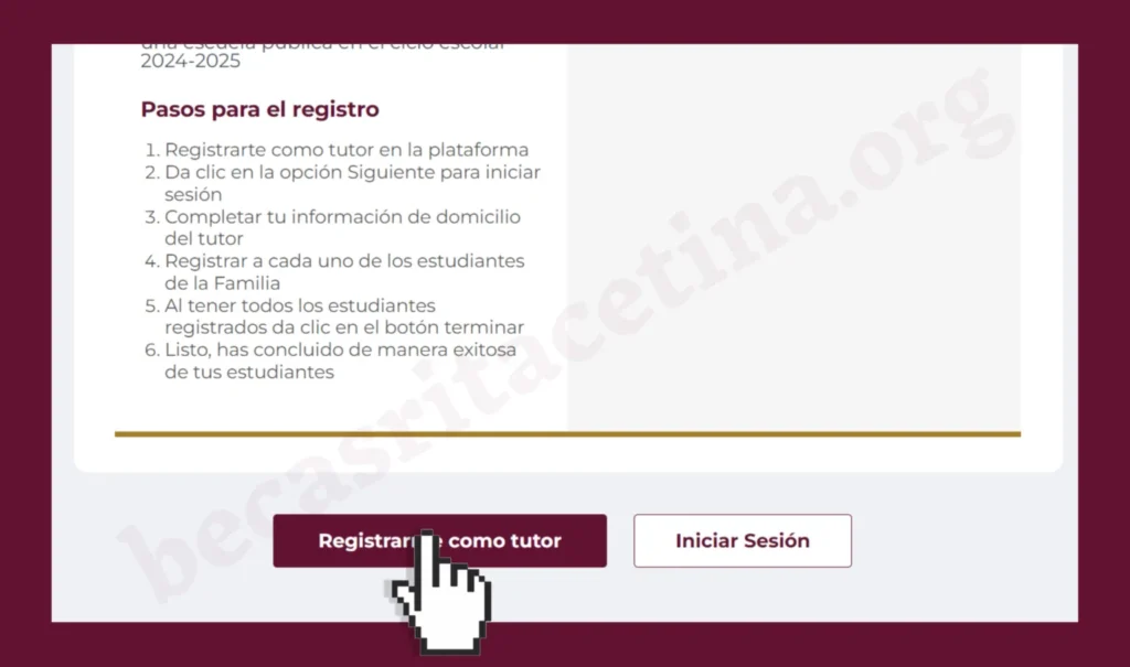 Acceda a la página de registro