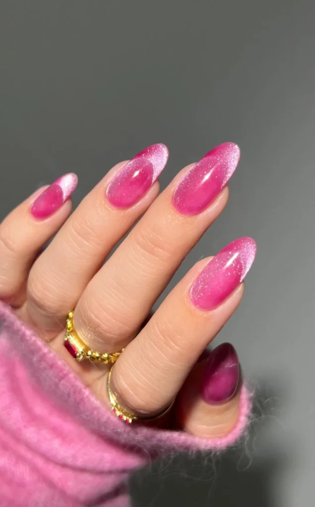 Rosa Schimmer - Barbie rosa magnetische Samtnägel